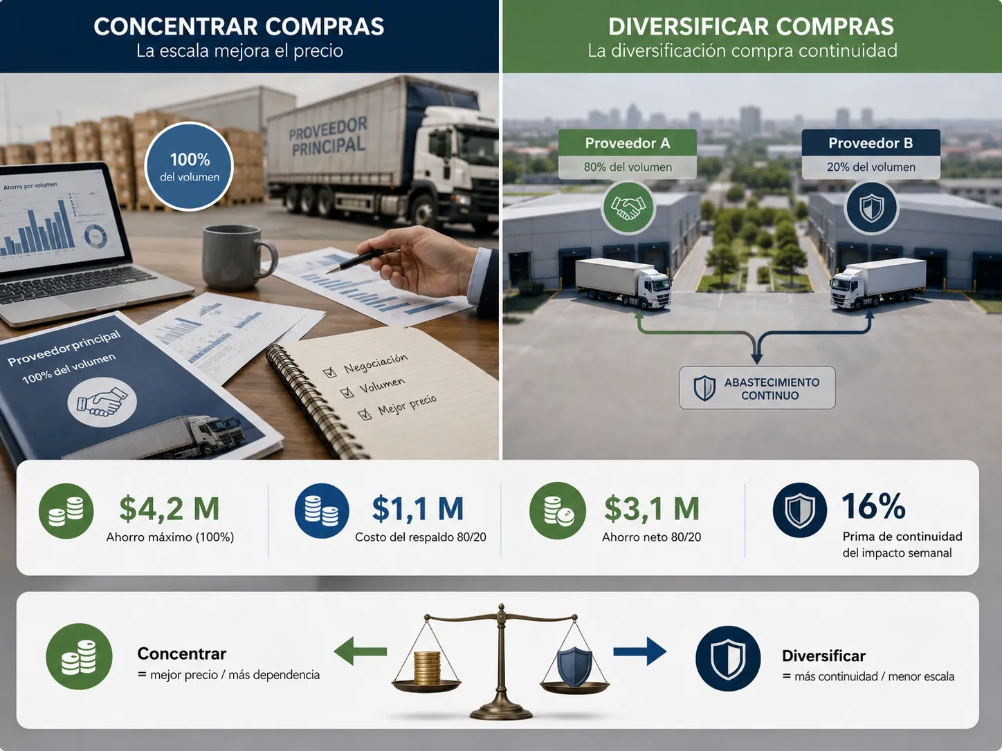 Cuándo conviene concentrar compras y cuándo conviene diversificarlas